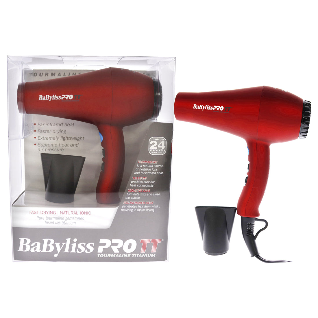 Tourmaline Titanium 3000 Hair Dryer - BABTT5585 - Red