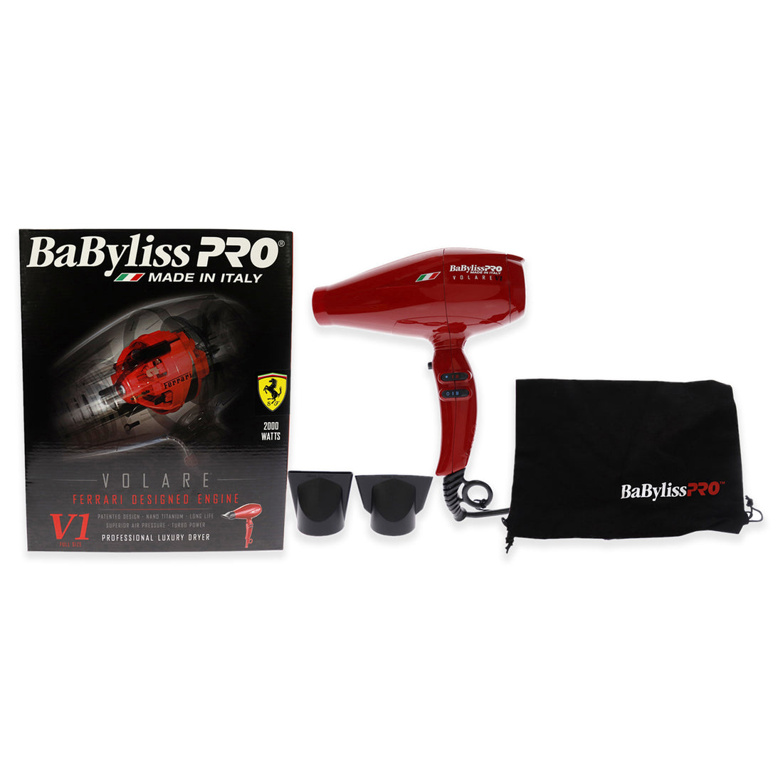 Babyliss PRO V1 Volare Ferrari Designed Engine Hair Dryer - BFRV1 - Red