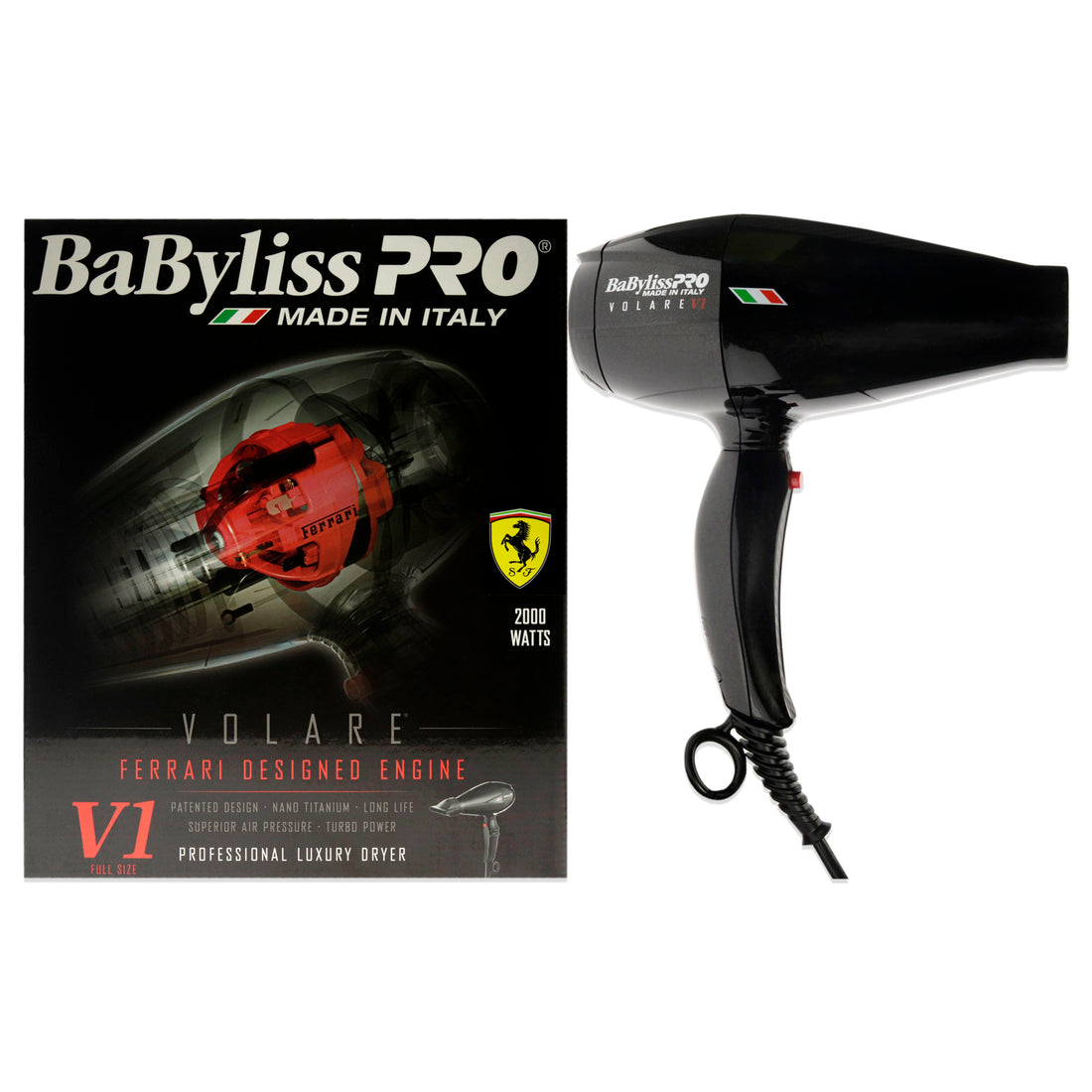 Babyliss PRO V1 Volare Ferrari Designed Engine Hair Dryer - BFV1 - Black