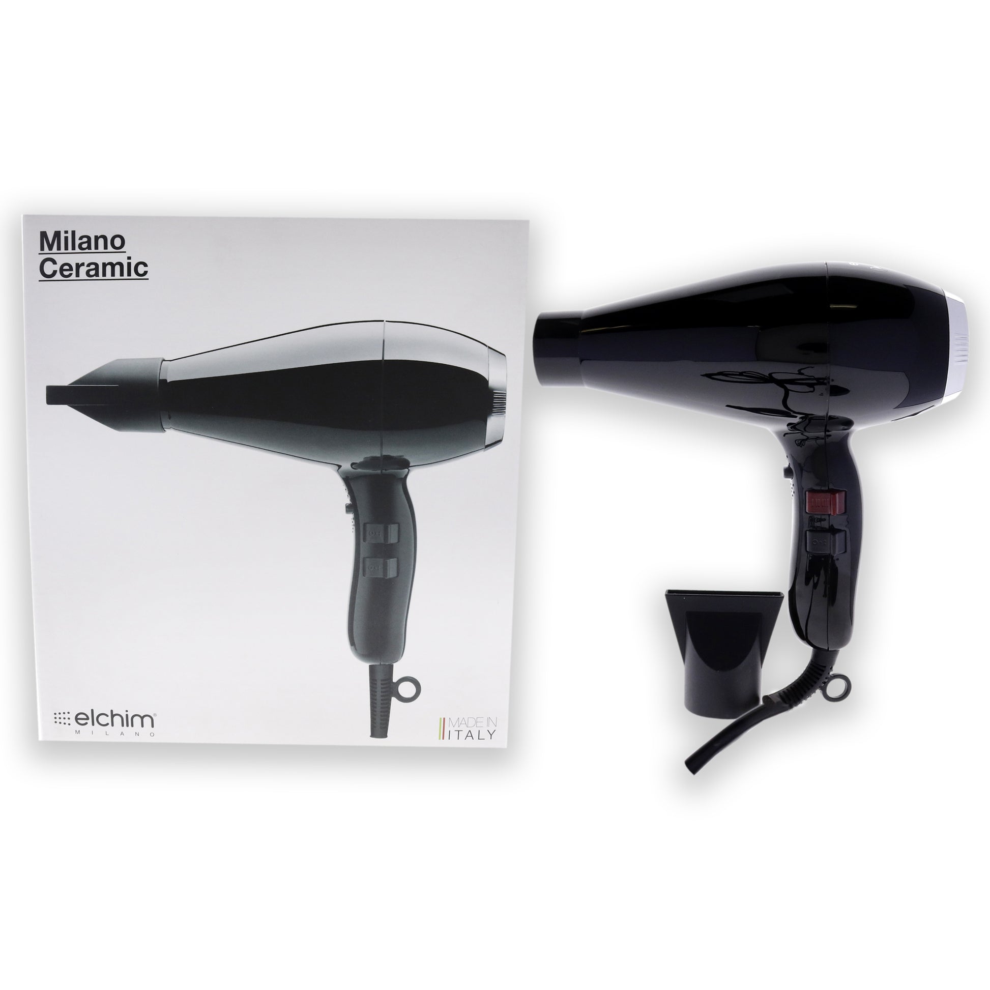 Milano Ceramic Hair Dryer - Black-Silver by Elchim for Unisex - 1 Pc Hair Dryer