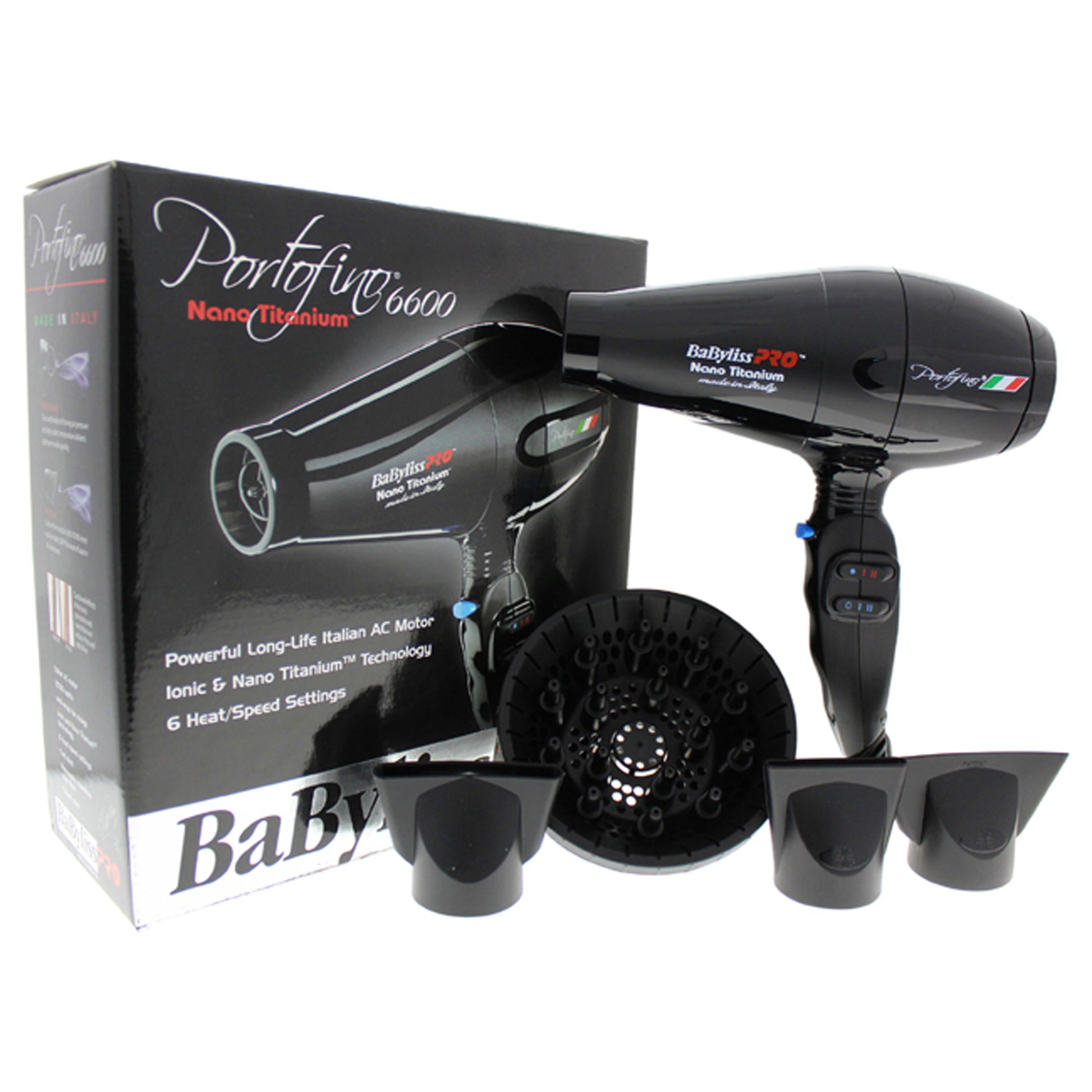 Nano Titanium Portofino 6600 Dryer - Model # BABNT6610N - Black