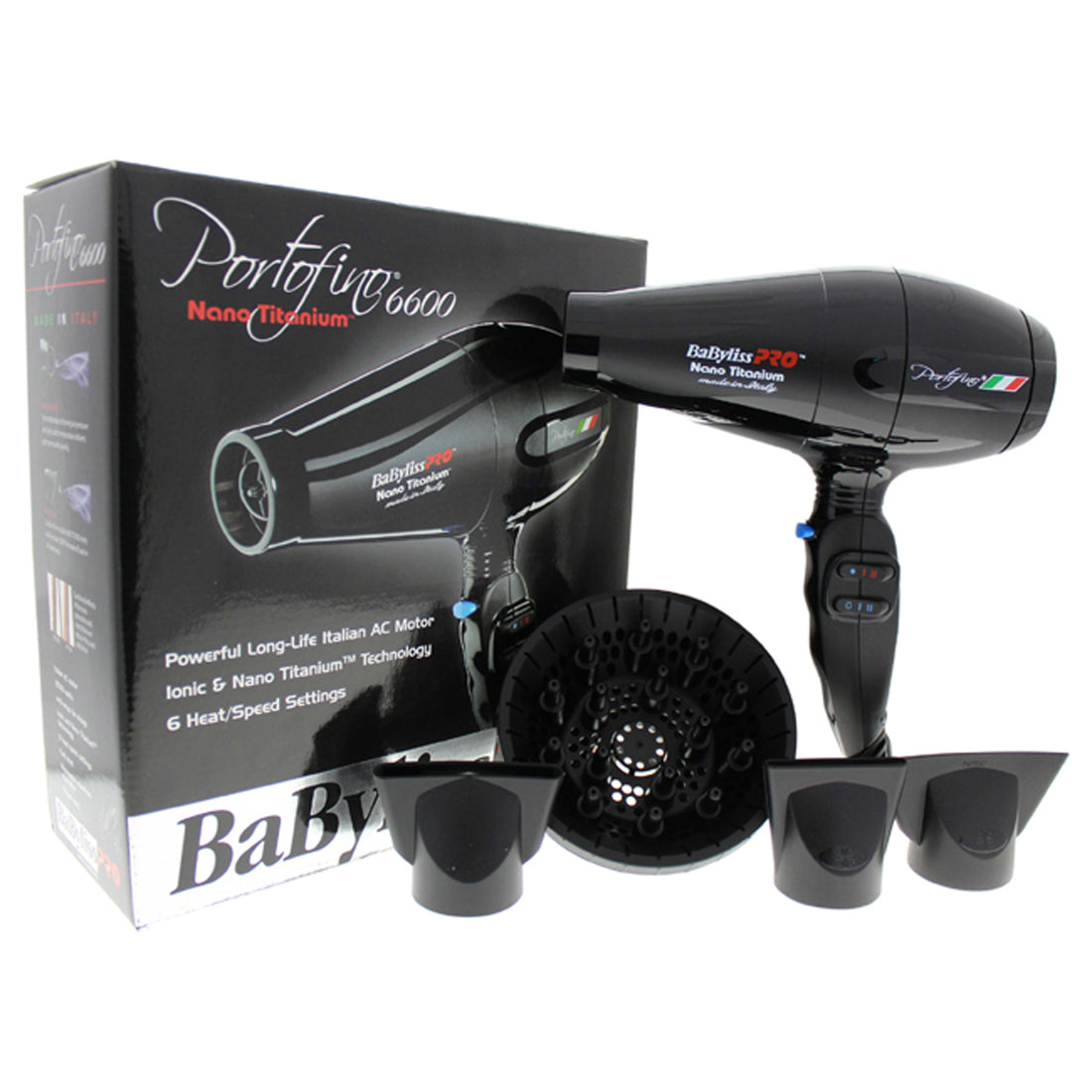 Nano Titanium Portofino 6600 Dryer - Model # BABNT6610N - Black
