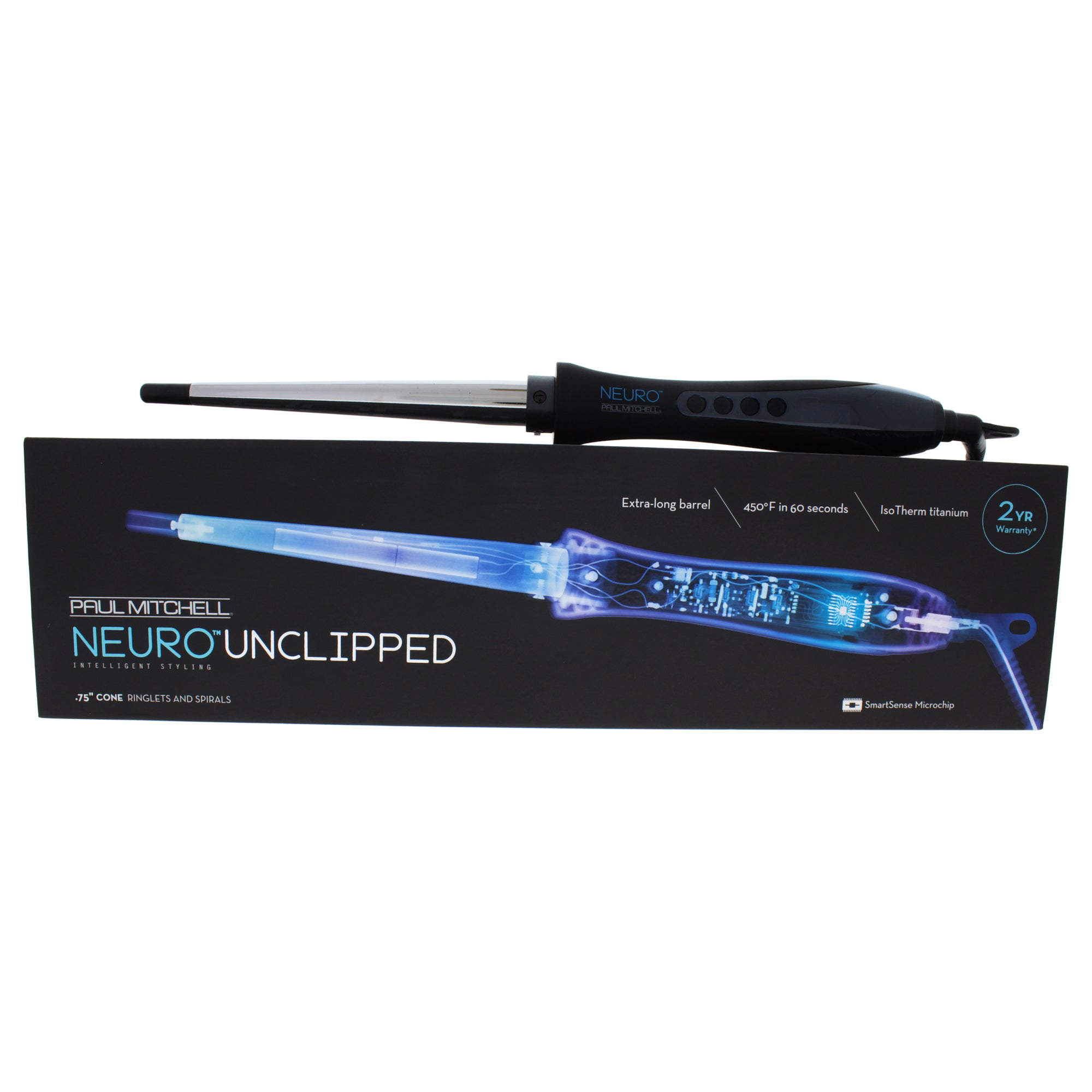 Neuro Unclipped Curling Iron - Model # NSSCNA - Black/Silver by Paul Mitchell for Unisex 0.75 Inch Curling Iron