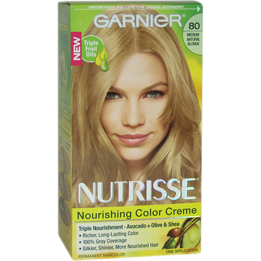 Nutrisse Nourishing Color Creme # 80 Medium Natural Blonde by Garnier for Unisex - 1 Application Hair Color
