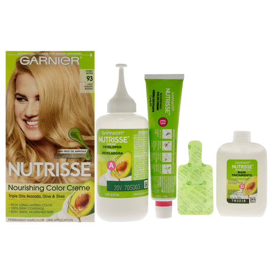 Nutrisse Nourishing Color Creme # 93 Light Golden Blonde by Garnier for Unisex - 1 Application Hair Color