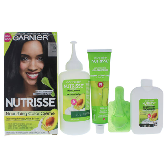 Nutrisse Nourishing Color Creme #10 Black by Garnier for Unisex - 1 Application Hair Color