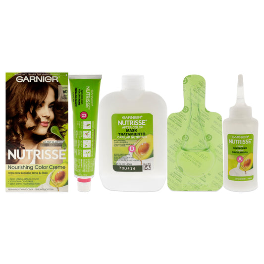 Nutrisse Nourishing Color Creme #60 Light Natural Brown by Garnier for Unisex - 1 Application Hair Color