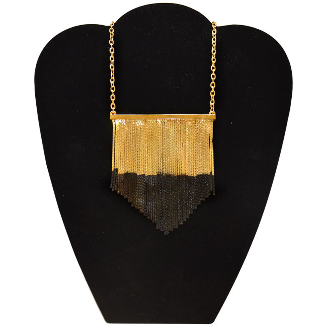 Cocktail Fringe Necklace in Gold/Black