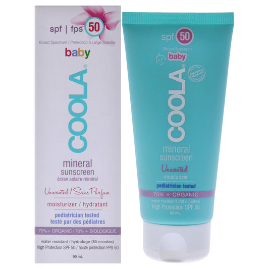 Mineral Baby Sunscreen Moisturizer Lotion SPF 50 - Unscented by Coola for Kids 3 oz Sunscreen