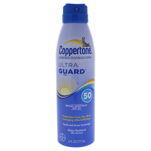 Coppertone Ultra Guard Sunscreen Continuous Spray SPF 50 by Coppertone for Unisex - 6 oz Sunscreen