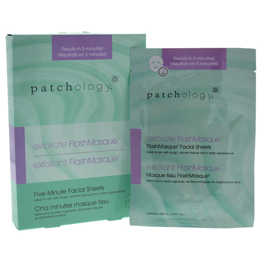 Flashmasque 5 Minute Facial Sheets - Exfoliate by Patchology for Unisex - 4 Pc Mask
