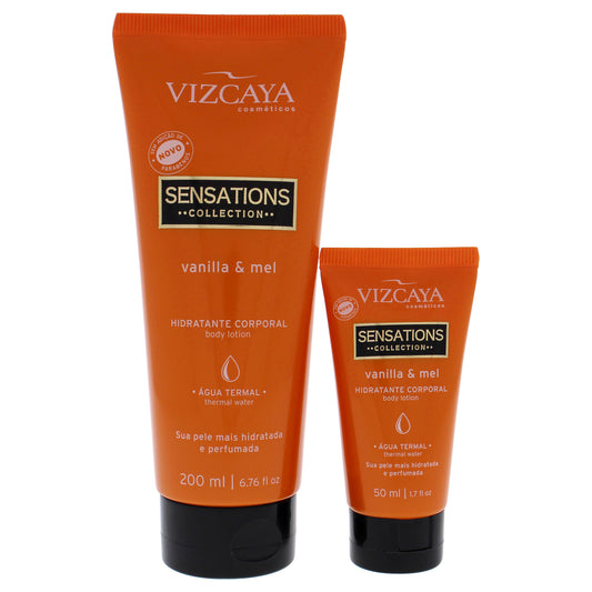 Sensations Colections Kit by Vizcaya for Unisex - 2 Pc Kit 6.76oz Vanilla and Honey, 1.7oz Vanilla and Honey