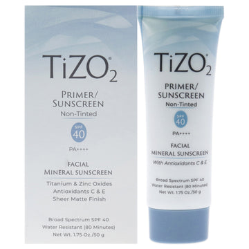 Tizo2 Facial Primer Non-tinted SPF 40 by Tizo for Unisex 1.75 oz Sunscreen