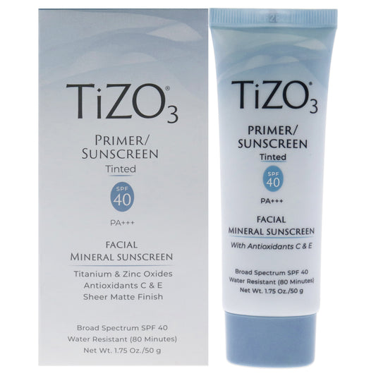 Tizo3 Facial Primer Tinted SPF 40 by Tizo for Unisex 1.75 oz Sunscreen