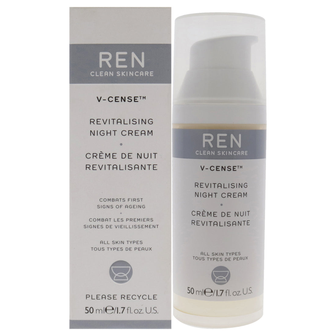 V-Cense Revitalising Night Cream by REN for Unisex - 1.7 oz Cream