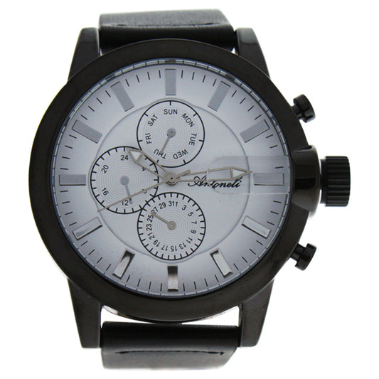 AG1901-17 Black/Black Leather Strap Watch by Antoneli for Men - 1 Pc Watch