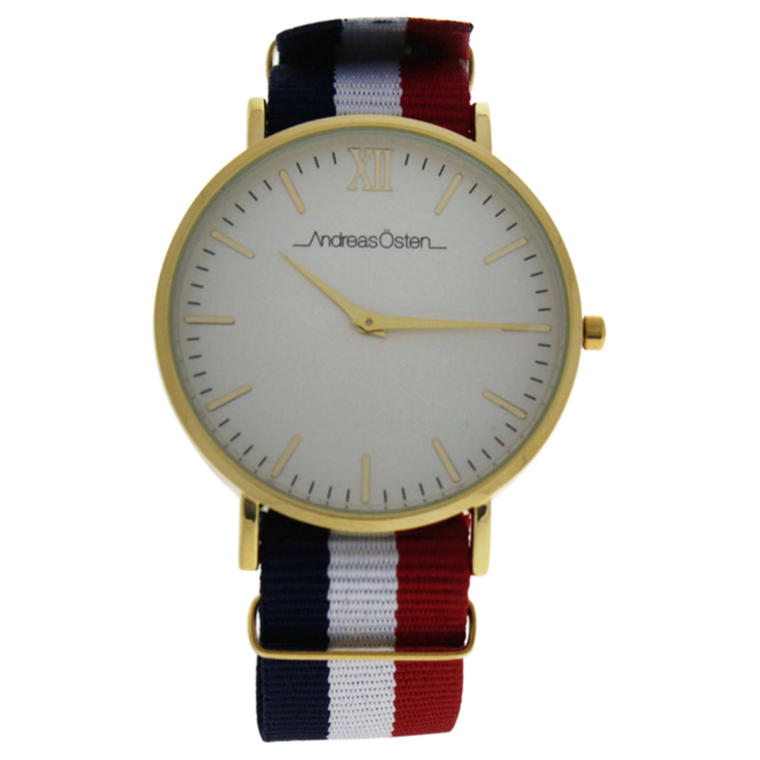 AO-66 Somand - Gold/Navy Blue-White-Red Nylon Strap Watch by Andreas Osten for Men - 1 Pc Watch