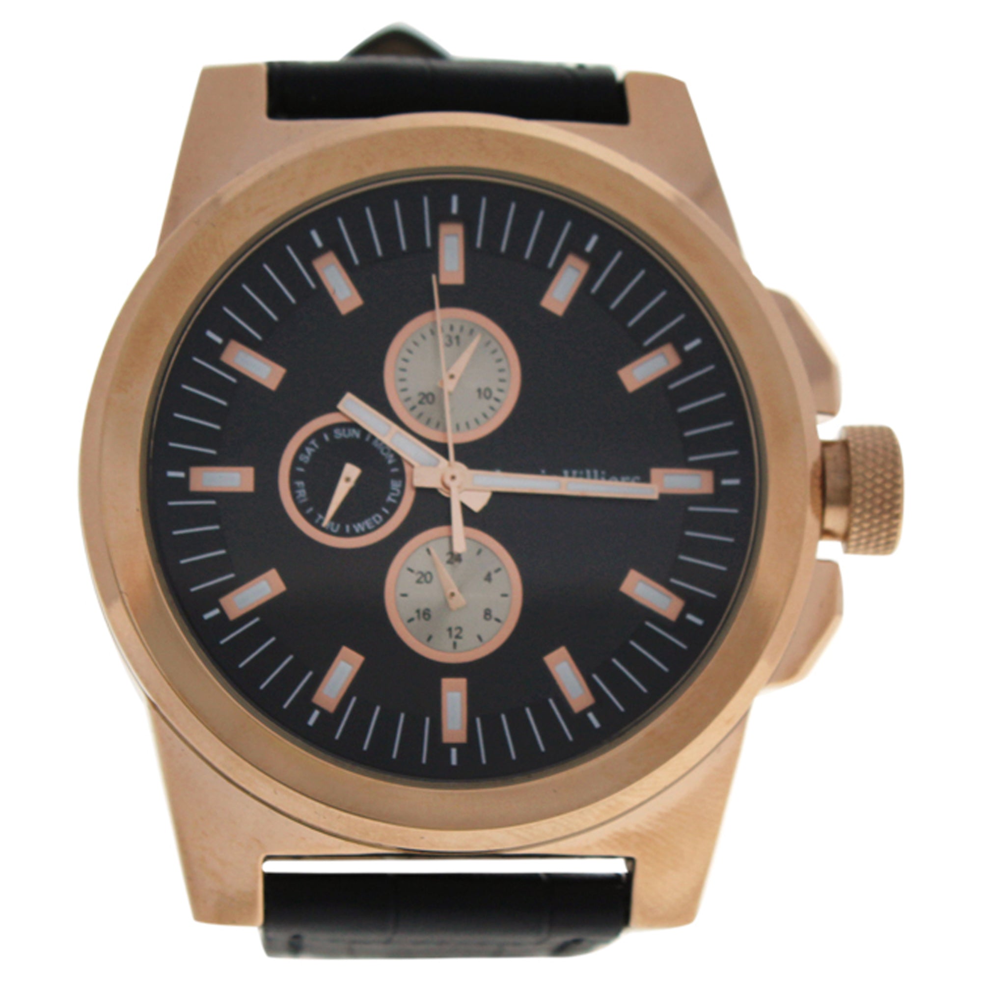 LVAG3733-2 Rose Gold/Brown Leather Strap Watch by Louis Villiers for Men - 1 Pc Watch