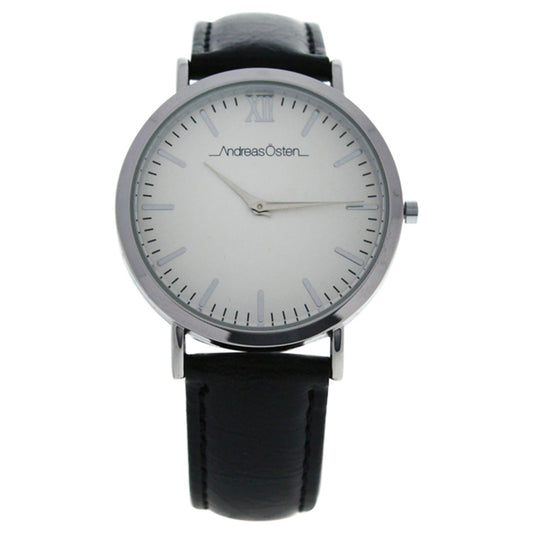 AO-01 Silver/Black Leather Strap Watch by Andreas Osten for Unisex - 1 Pc Watch