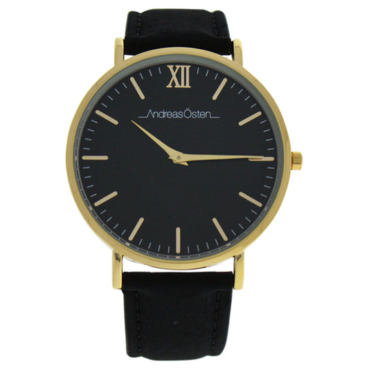 AO-104 Tidlos - Gold/Black Leather Strap Watch by Andreas Osten for Unisex - 1 Pc Watch