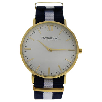 AO-57 Somand - Gold/Navy Blue & White Nylon Strap Watch by Andreas Osten for Unisex - 1 Pc Watch