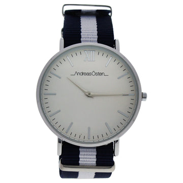 AO-58 Somand - Silver/Navy Blue & White Nylon Strap Watch by Andreas Osten for Unisex - 1 Pc Watch