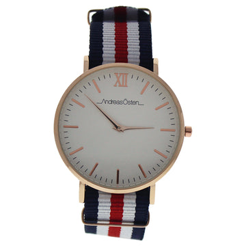 AO-62 Somand - Rose Gold/Navy Blue-White-Red Nylon Strap Watch by Andreas Osten for Unisex - 1 Pc Watch