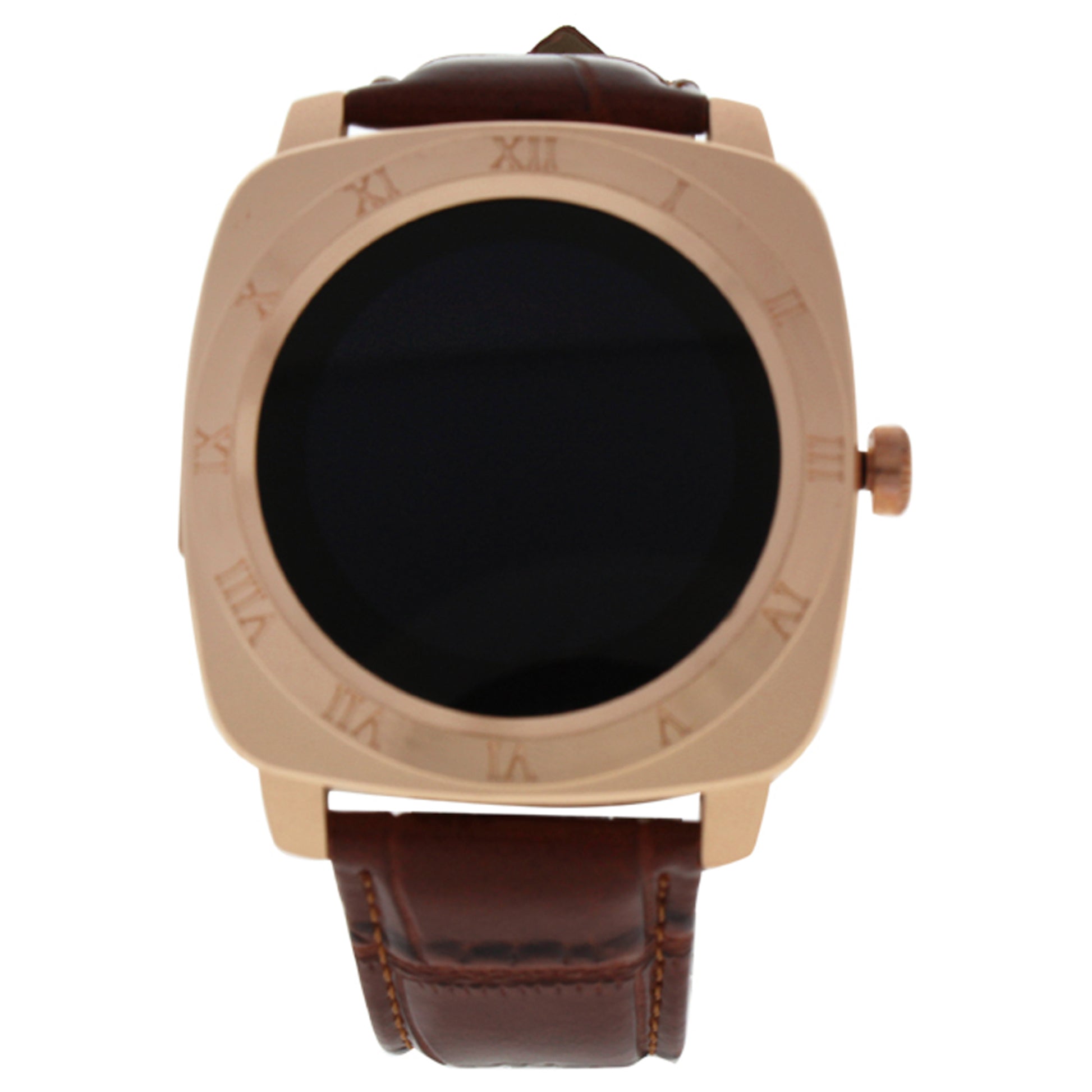 EK-F2 Montre Connectee Rose Gold/Brown Leather Strap Smart Watch by Eclock for Unisex - 1 Pc Watch