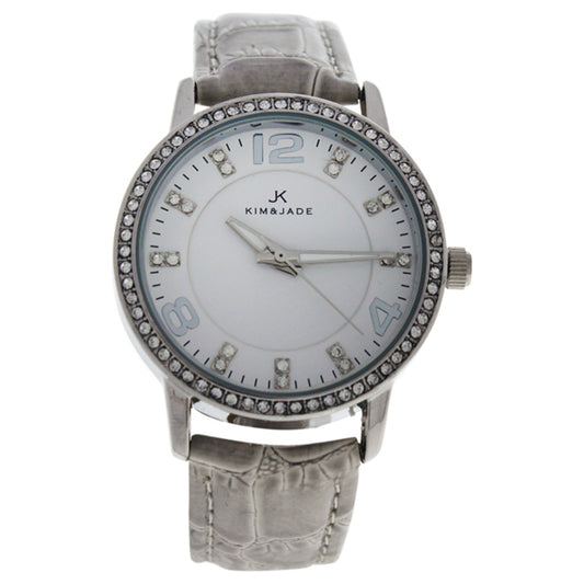 2031L-SGW Silver/Grey Leather Strap Watch by Kim & Jade for Women - 1 Pc Watch