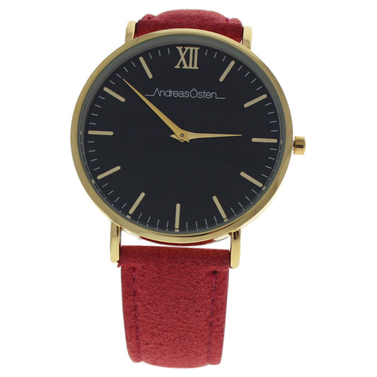 AO-109 Gold/Pink Leather Strap Watch by Andreas Osten for Women - 1 Pc Watch