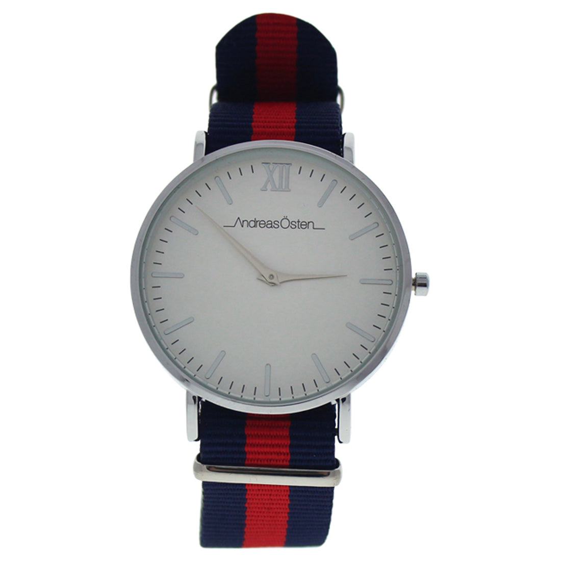 AO-61 Somand - Silver/Navy Blue-Red Nylon Strap Watch by Andreas Osten for Women - 1 Pc Watch