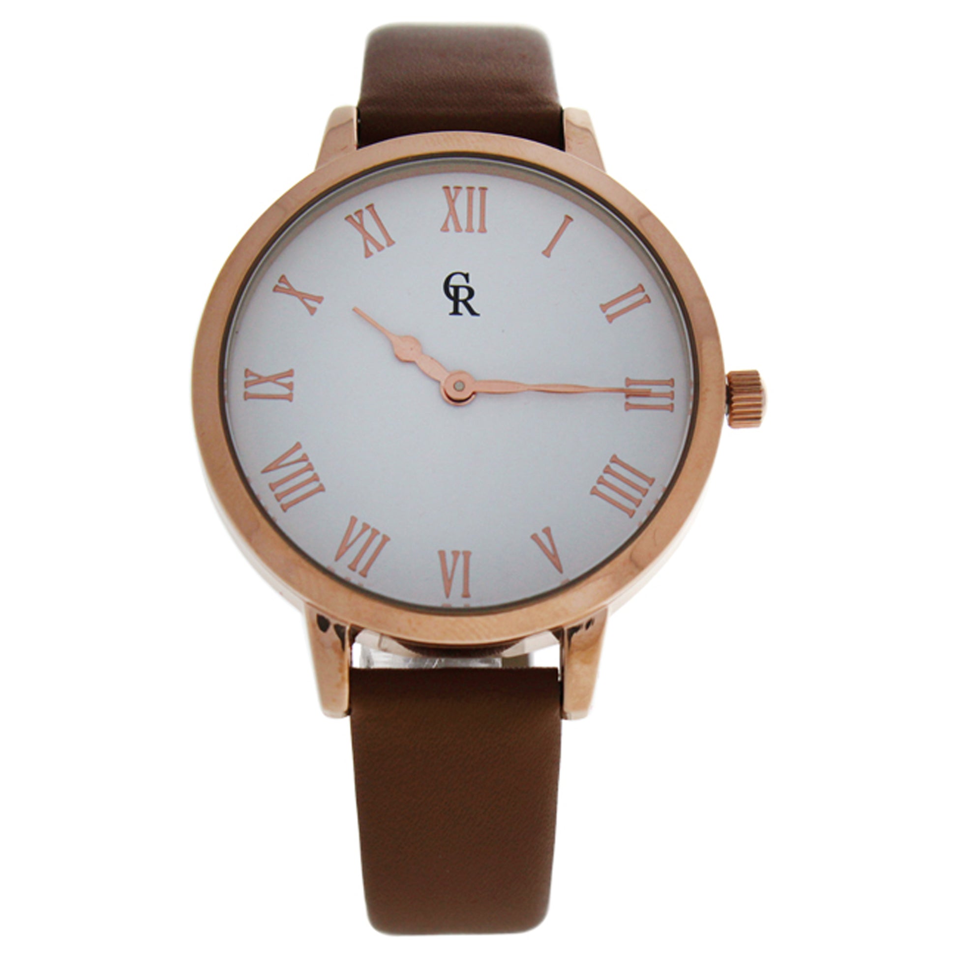 CRB003 La Basic - Rose Gold/Brown Leather Strap Watch by Charlotte Raffaelli for Women - 1 Pc Watch