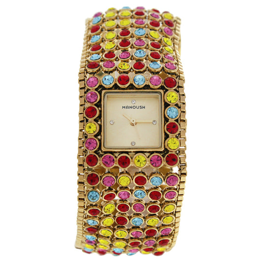 MSHMAR Marilyn - Gold/Multicolor Stainless Steel Bracelet Watch by Manoush for Women - 1 Pc Watch