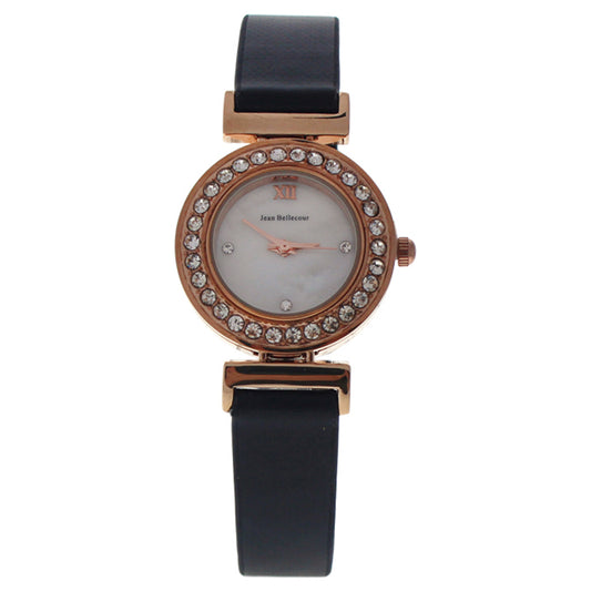 REDL1 Rose Gold/Black Leather Strap Watch by Jean Bellecour for Women - 1 Pc Watch
