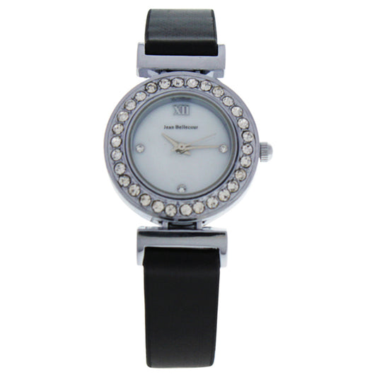 REDL3 Silver/Black Leather Strap Watch by Jean Bellecour for Women - 1 Pc Watch