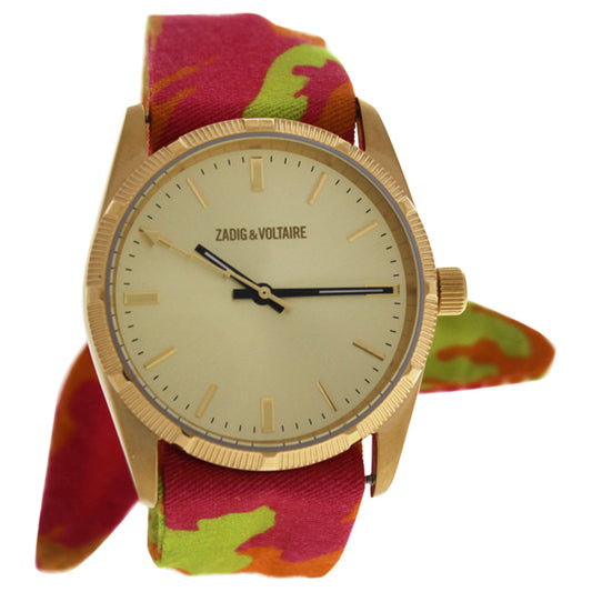 ZVF205 Gold/Rose Multicolor Cloth Bracelet Watch by Zadig & Voltaire for Women - 1 Pc Watch