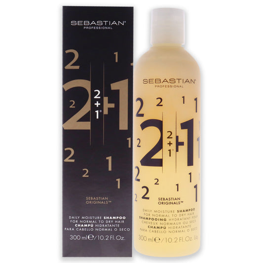 2 + 1 Daily Moisture Shampoo by Sebastian for Unisex - 10.2 oz Shampoo