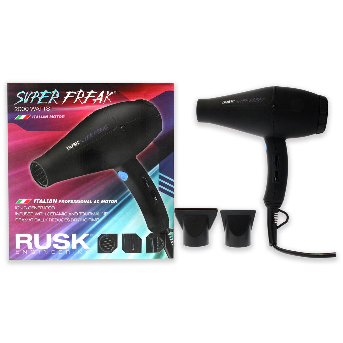 Engineering Super Freak 2000 Watt Dryer - Black by Rusk for Unisex - 1 Pc Hair Dryer