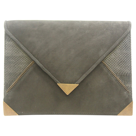 Corinne Nubuck/Snake Envelope Clutch-Black by House of Harlow 1960 for Women - 1 Pc Bag