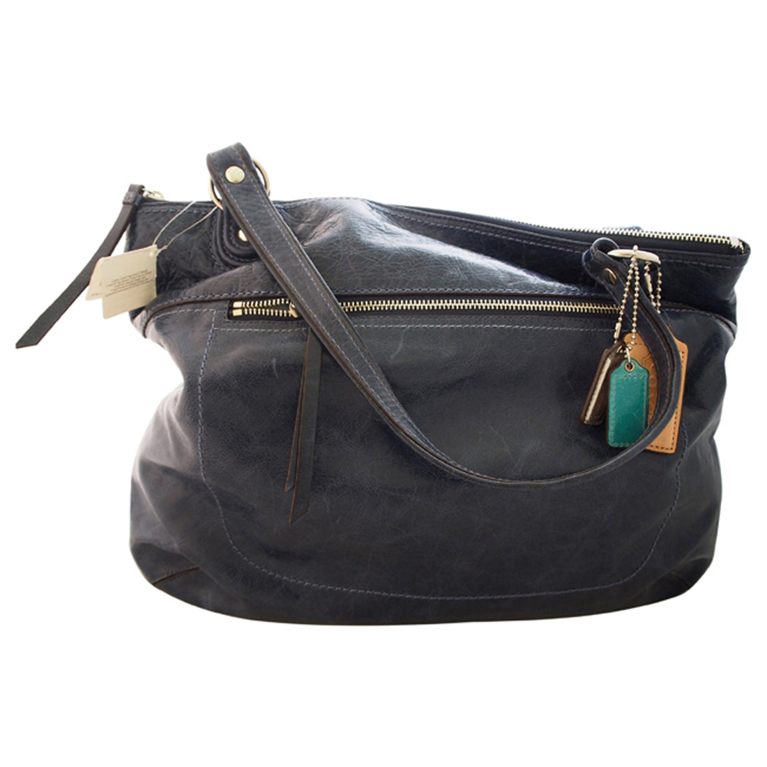 19002 Pop Leather Glame Tote - SV/Navy