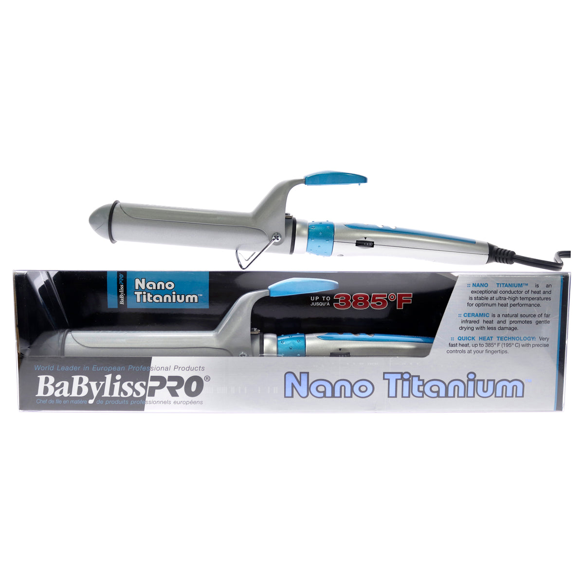 Nano Titanium And Ceramic Curling Iron - BNT125SC - Grey-Blue
