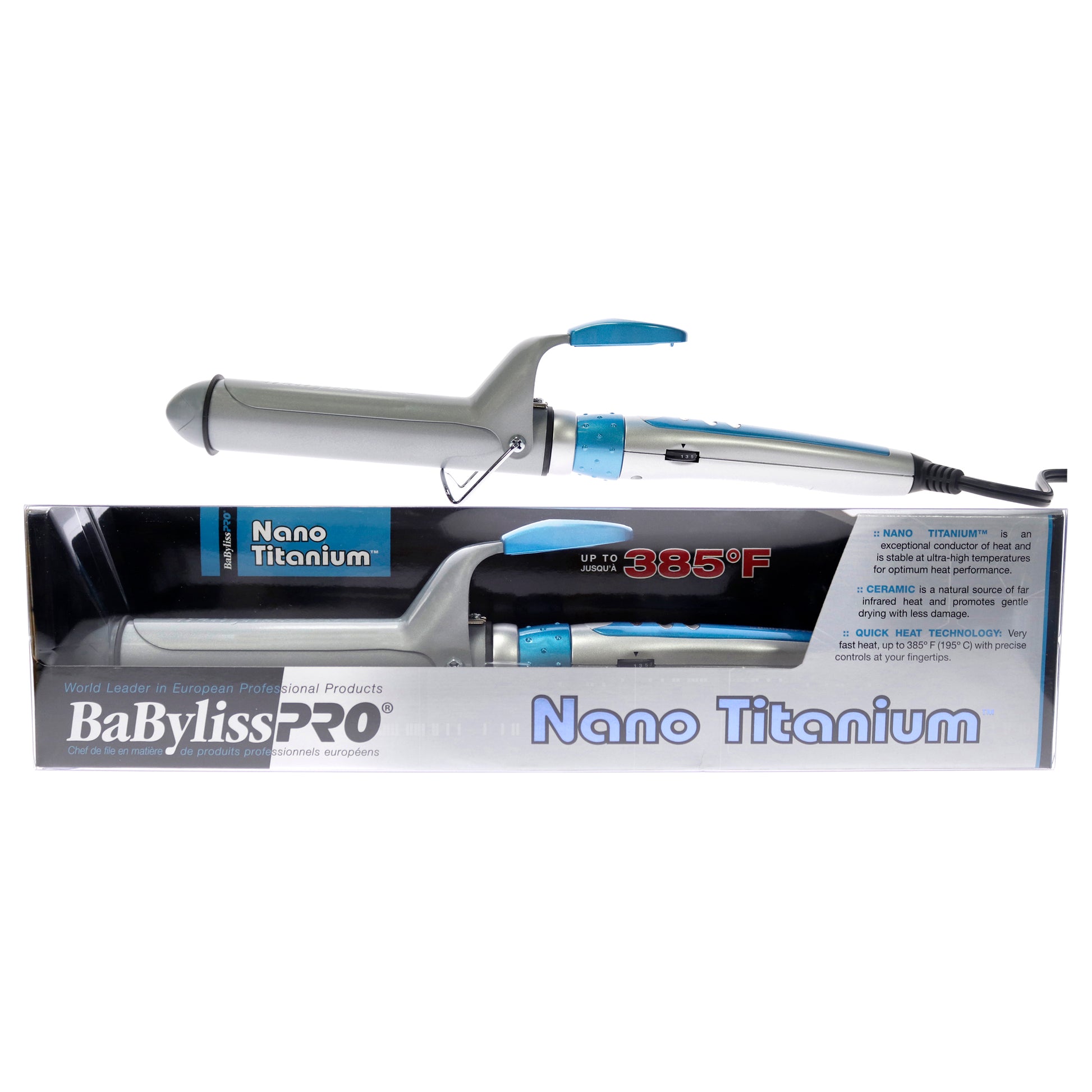 Nano Titanium And Ceramic Curling Iron - BNT125SC - Grey-Blue