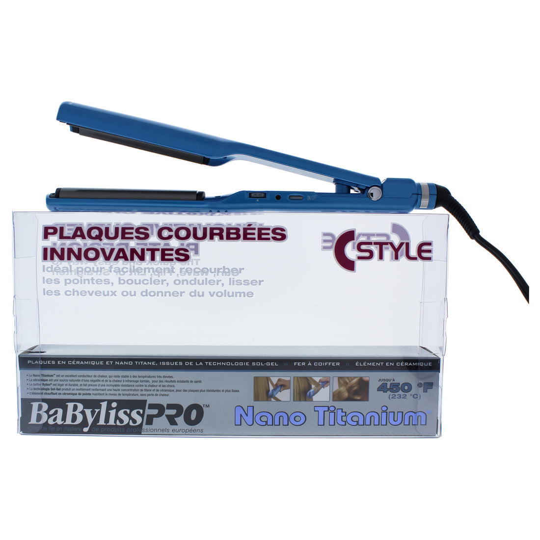 Nano Titanium Deep Curve Styler Flat Iron - Model BNTC3556C - Blue