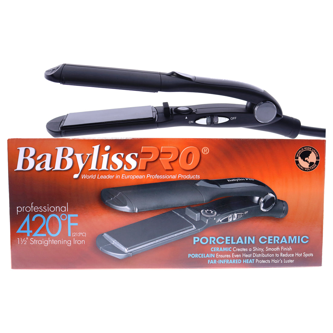 Porcelain Ceramic Straightening Flat Iron - BP2590 - Black
