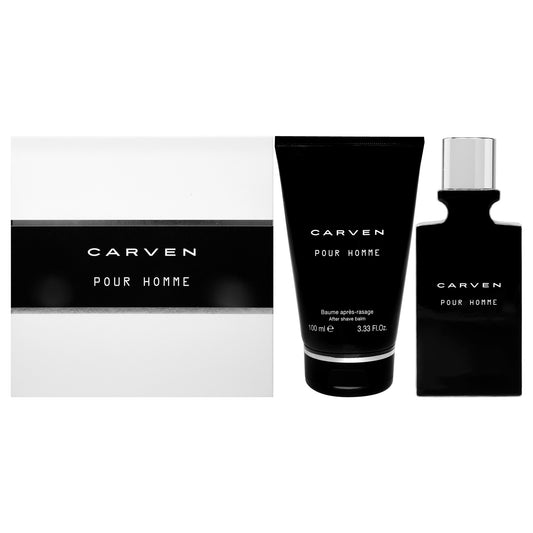 Carven Pour Homme by Carven for Men 2 Pc Gift Set 1.66oz EDT Spray, 3.33oz After Shave Balm