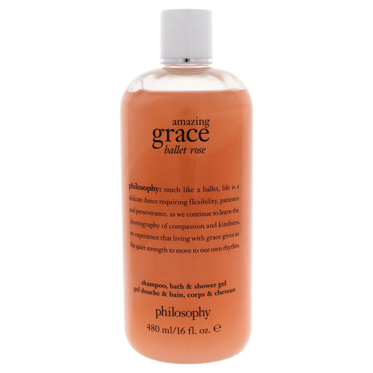 Amazing Grace Ballet Rose Shampoo Bath and Shower Gel by Philosophy for Women 16 oz Shampoo Bath and Shower Gel