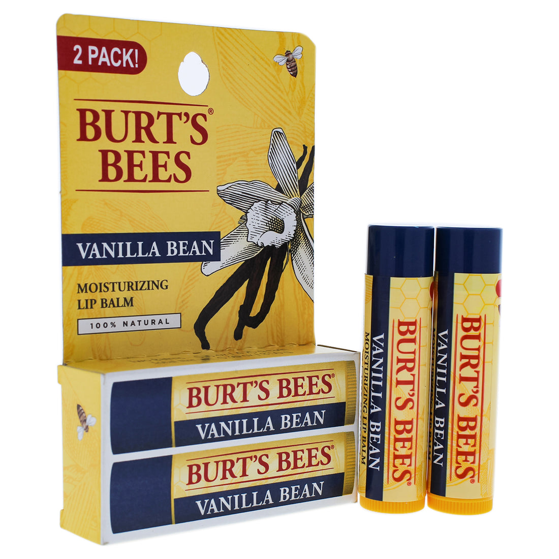 Vanilla Bean Moisturizing Lip Balm Twin Pack by Burts Bees for Unisex - 2 x 0.15 oz Lip Balm