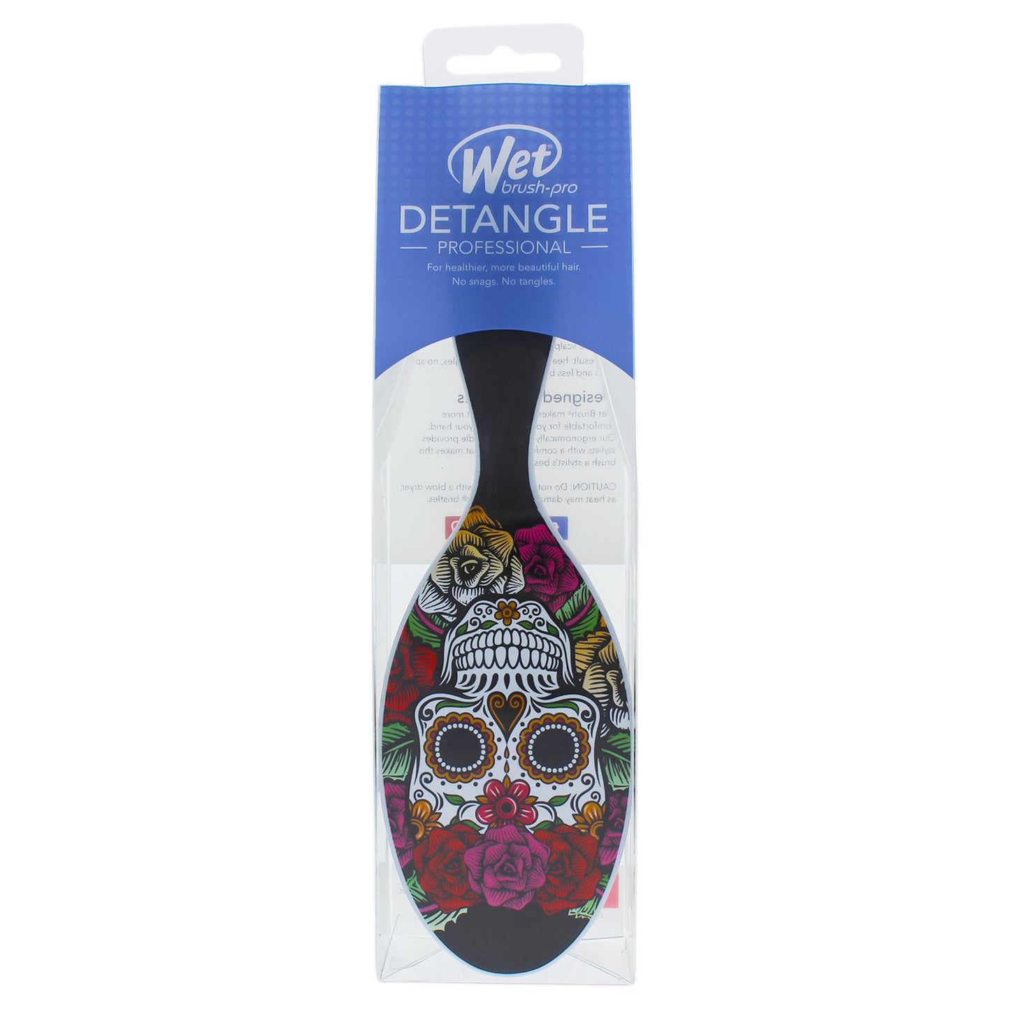 Sugar Skull Hair Brush - Red Rose