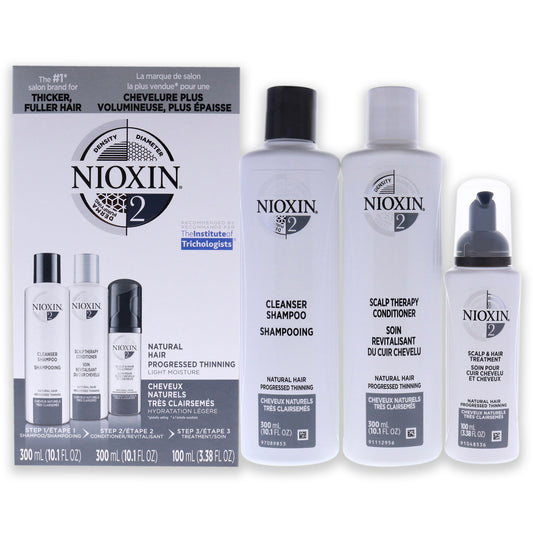 System 2 Kit by Nioxin for Unisex - 3 Pc 10.1oz Cleanser Shampoo, 10.1 oz Scalp Therapy Conditioner, 3.38oz Scalp and Hair Treatment