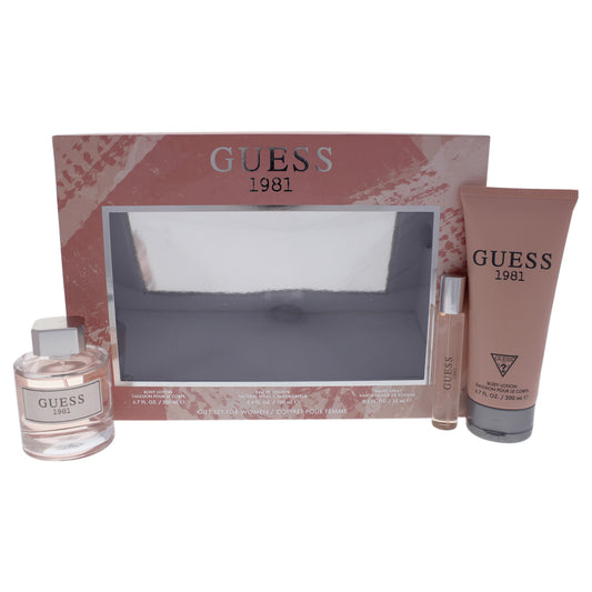 Guess 1981 by Guess for Women 3 Pc Gift Set 3.4oz EDT Spray, 0.5oz EDT Spray, 6.7oz Body Lotion